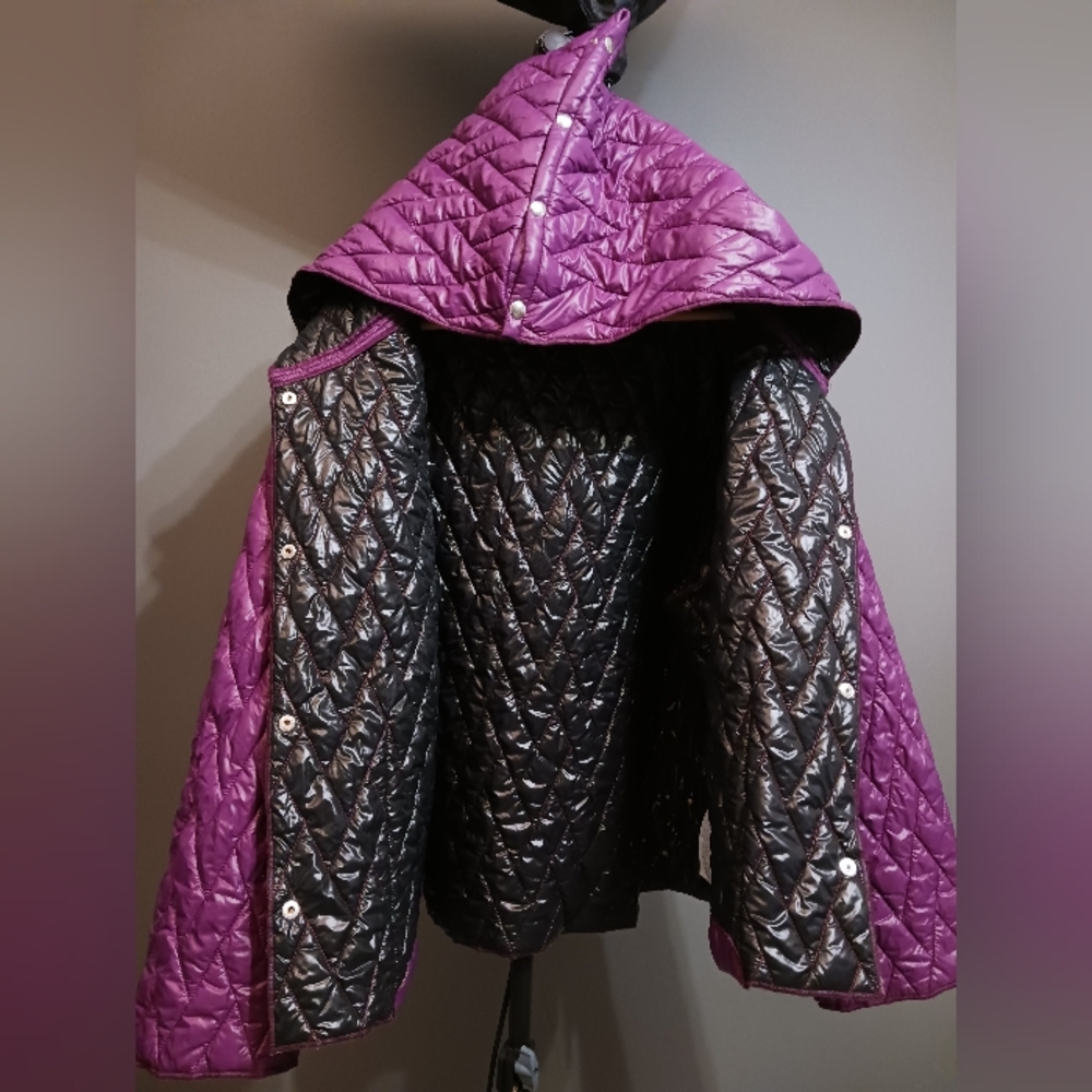 HACHE Italy Purple/ Black  Quilted Jacket Size 44/ M - Picture 10 of 16